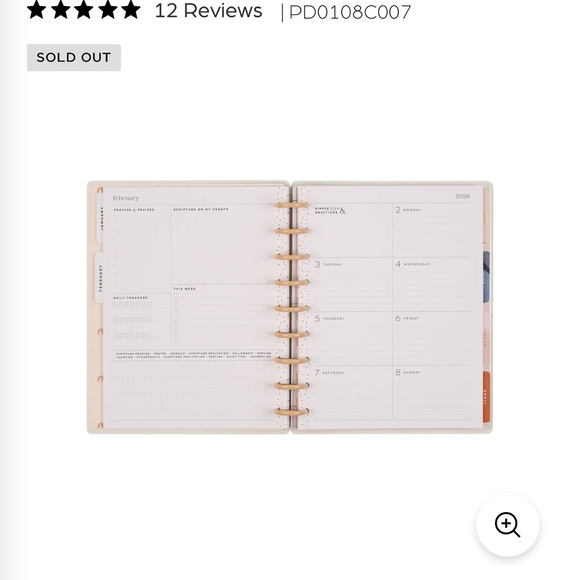 Happy Planner Watercolor Grace with Pink and Gold - Picture 6 of 15